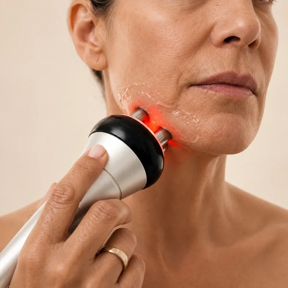Radiofréquence NOLYA utilisée sur la mâchoire et le visage pour travailler la fermeté et l’ovale