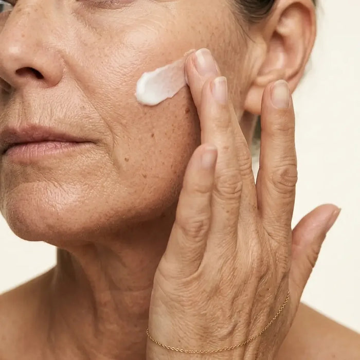Application d'une crème hydratante sur le visage